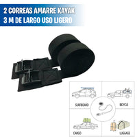 Kit 2 Correas de amarre para Kayak