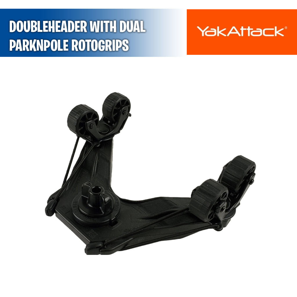 DoubleHeader with dual ParkNPole RotoGrips, Black - YakAttack